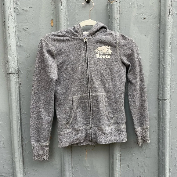 Roots Zip Front  Salt & Pepper Hoodie, size 10 - Picture 1 of 7